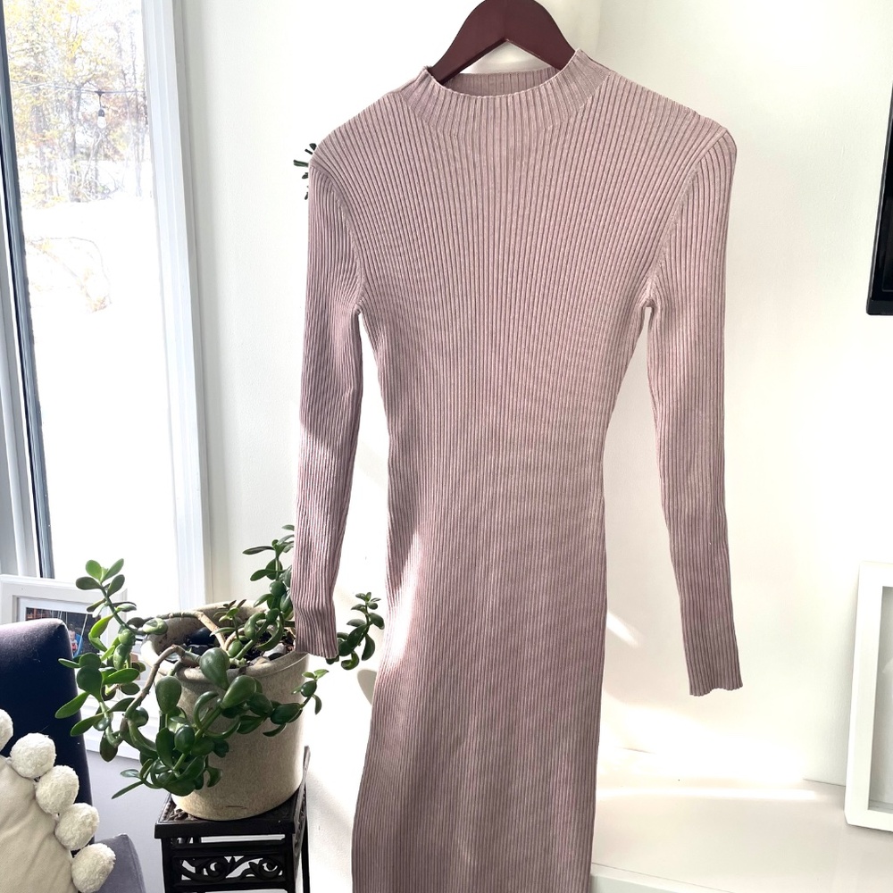 Rib-knit mock turtleneck dress - Picture 4 of 4